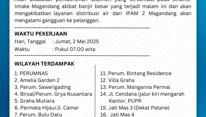 Gangguan Distribusi Air Bersih di Palopo, PERUMDA Tirta Mangkaluku Imbau Warga Lakukan Penampungan Air