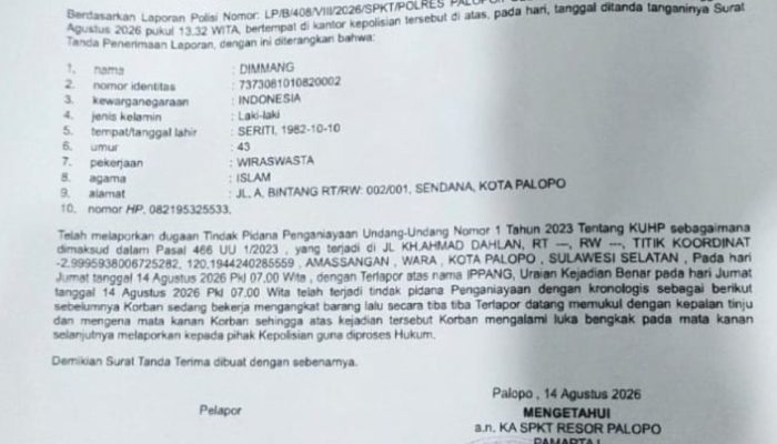 Buruh Angkut Pasar Niaga Palopo Diduga Dianiaya, Mata Kanan Lebam